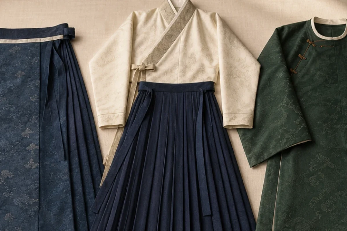 AI editorial illustration|the Hanfu buying-guide hub: visual cues for reading alongside evidence