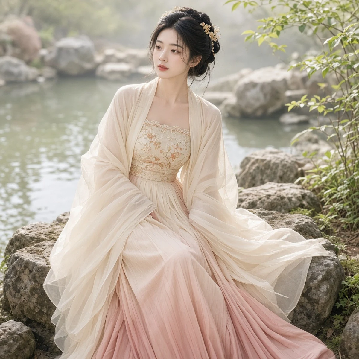 Huazhaoji Tang-style hezi skirt wide-sleeve jacket embroidered Hanfu set